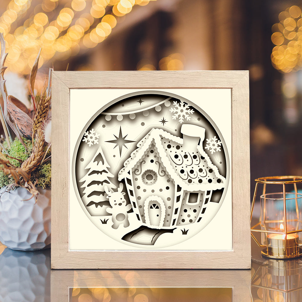 Gingerbread House Christmas – 3D Christmas Paper Cut Shadow Box File - Cricut File - (8x8 inches) - VEKTOR KRAFT