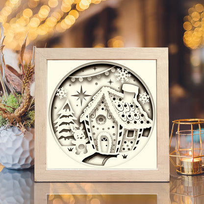 Gingerbread House Christmas – 3D Christmas Paper Cut Shadow Box File - Cricut File - (8x8 inches) - VEKTOR KRAFT