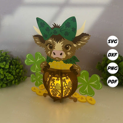 Highland Cow – 3D Lantern SVG File for Cricut & Silhouette