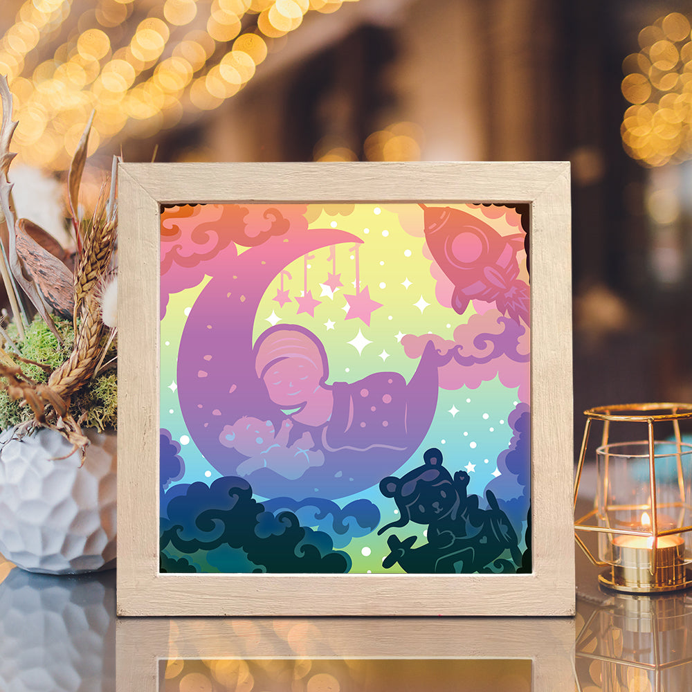 Baby On The Moon – 3D Lightbox SVG File for Cricut & Silhouette