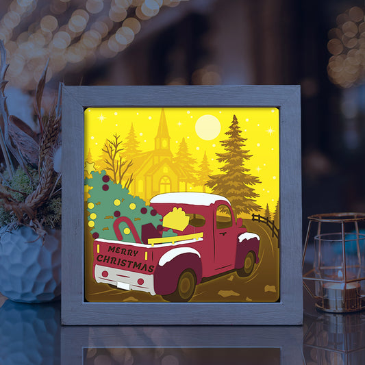 Christmas Truck Color – 3D Lightbox SVG File for Cricut & Silhouette