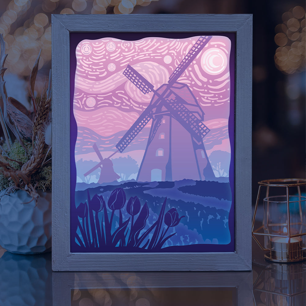 Dutch Windmills – 3D Lightbox SVG File for Cricut & Silhouette