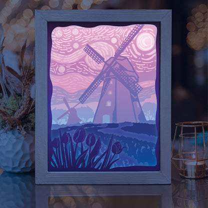 Dutch Windmills – 3D Lightbox SVG File for Cricut & Silhouette