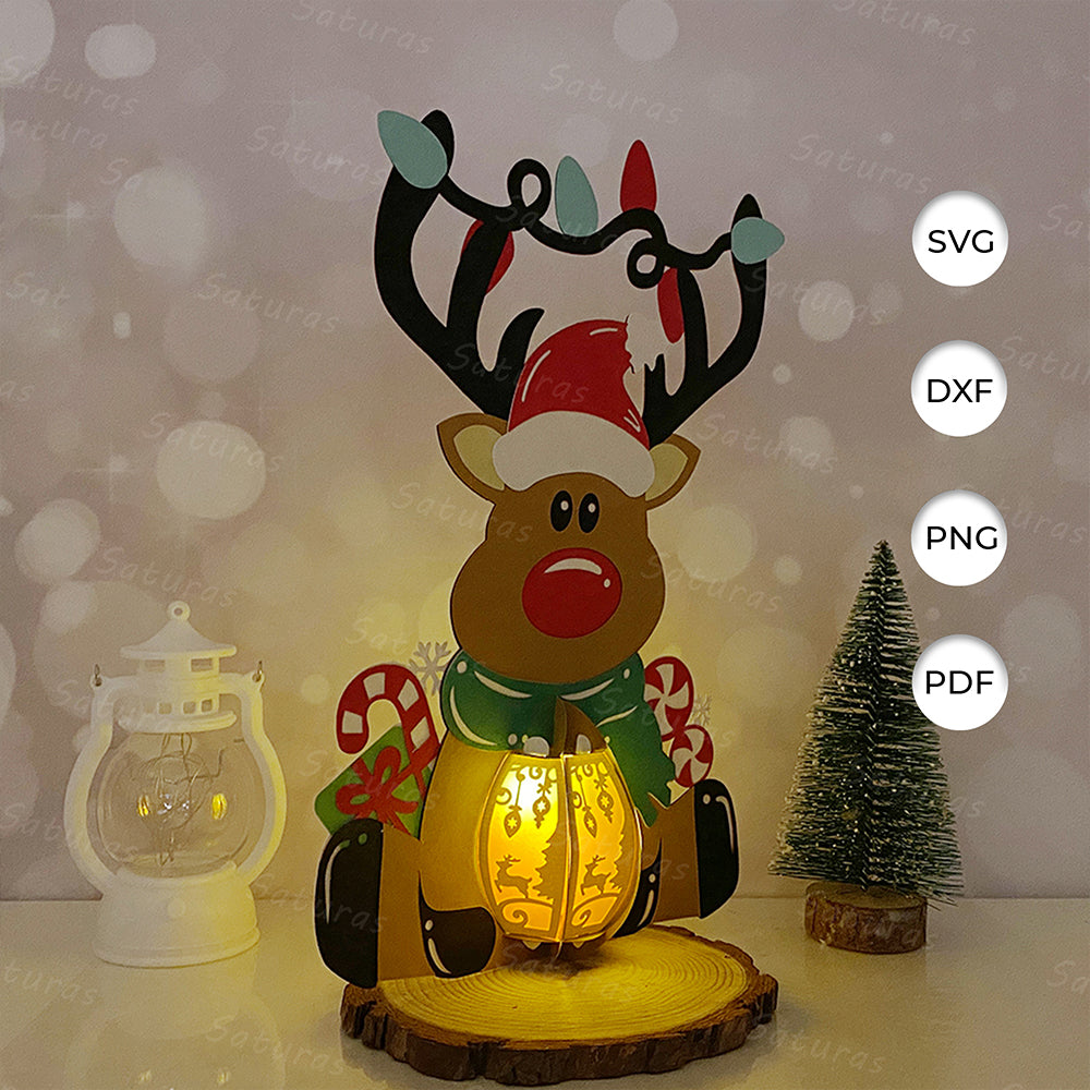 Reindeer 1 – 3D Lantern SVG File for Cricut & Silhouette