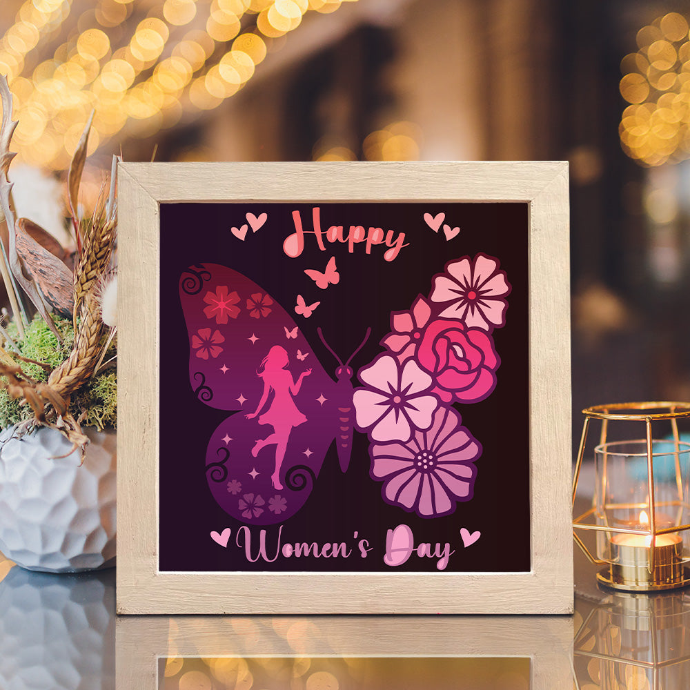 Happy Women's Day 4 – 3D Lightbox SVG File for Cricut & Silhouette
