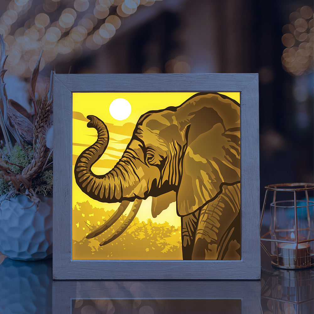 Elephant Portrait – 3D Lightbox SVG File for Cricut & Silhouette