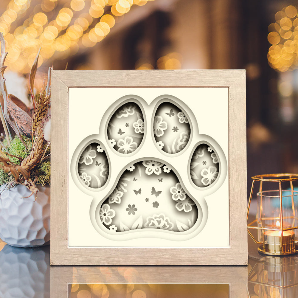 Floral Paw – 3D Shadow Box SVG File for Cricut & Silhouette