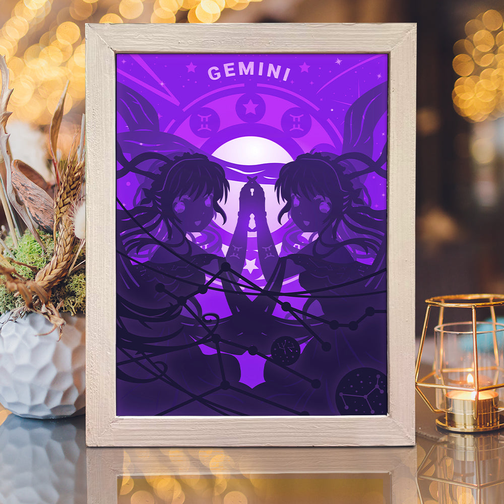 Zodiac Gemini – 3D Lightbox SVG File for Cricut & Silhouette