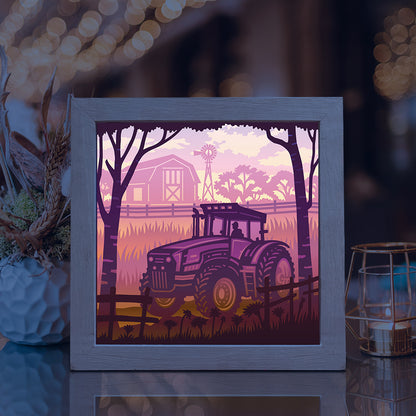 Tractor Square – 3D Lightbox SVG File for Cricut & Silhouette