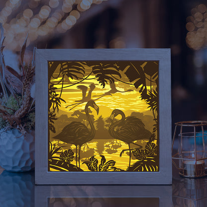 Flamingo 1 Square – 3D Lightbox SVG File for Cricut & Silhouette