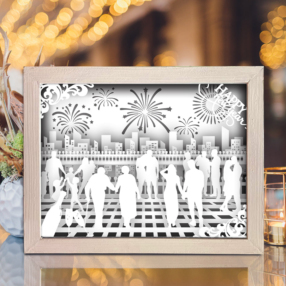 Happy New Year – 3D Lightbox SVG File for Cricut & Silhouette