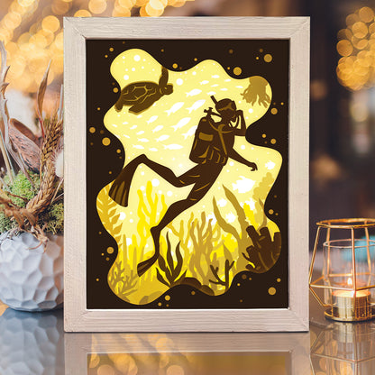 Diver – 3D Lightbox SVG File for Cricut & Silhouette