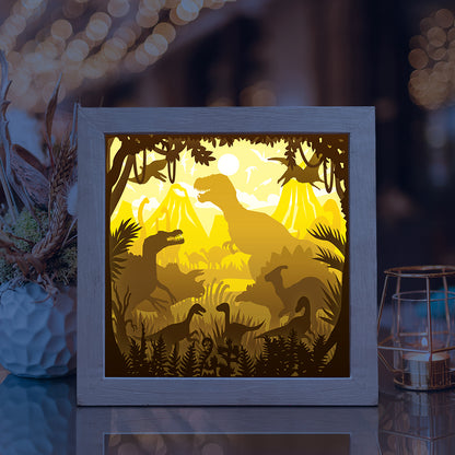 Dinosaurs 1 Square – 3D Lightbox SVG File for Cricut & Silhouette