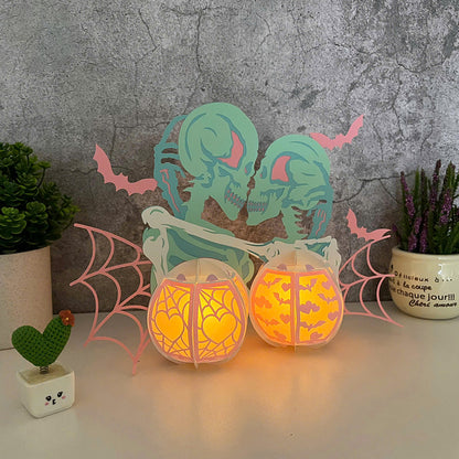 Skeletons Couple – 3D Lantern SVG File for Cricut & Silhouette