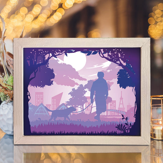 Walking With Dog 1 – 3D Lightbox SVG File for Cricut & Silhouette