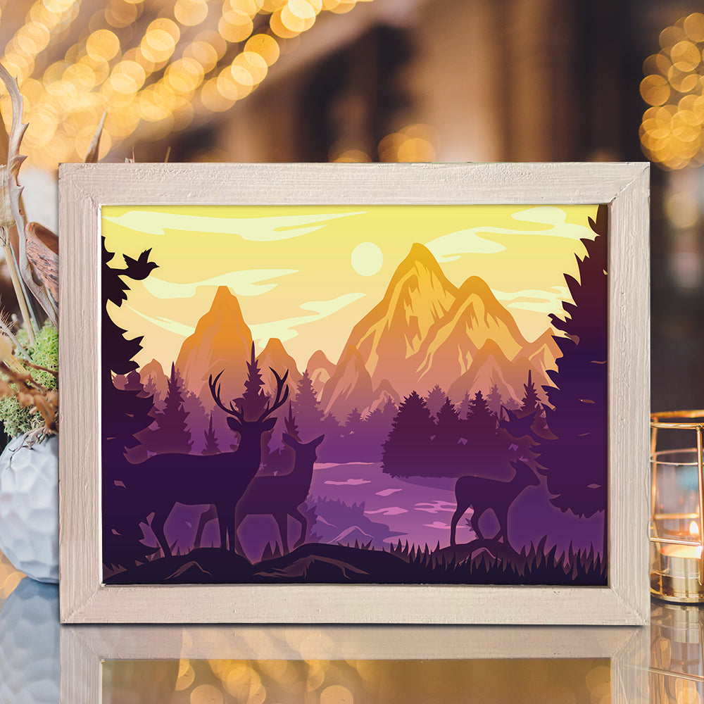 Deer In The Forest 2 – 3D Lightbox SVG File for Cricut & Silhouette