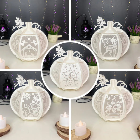 Pack 5 Christmas Pumpkins - 3D Pumpkin Lantern File - Cricut File - VEKTOR KRAFT