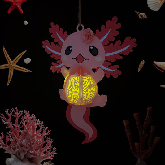 Pink Axolotl - 3D Animal Lantern File  - Cricut File  - VEKTOR KRAFT