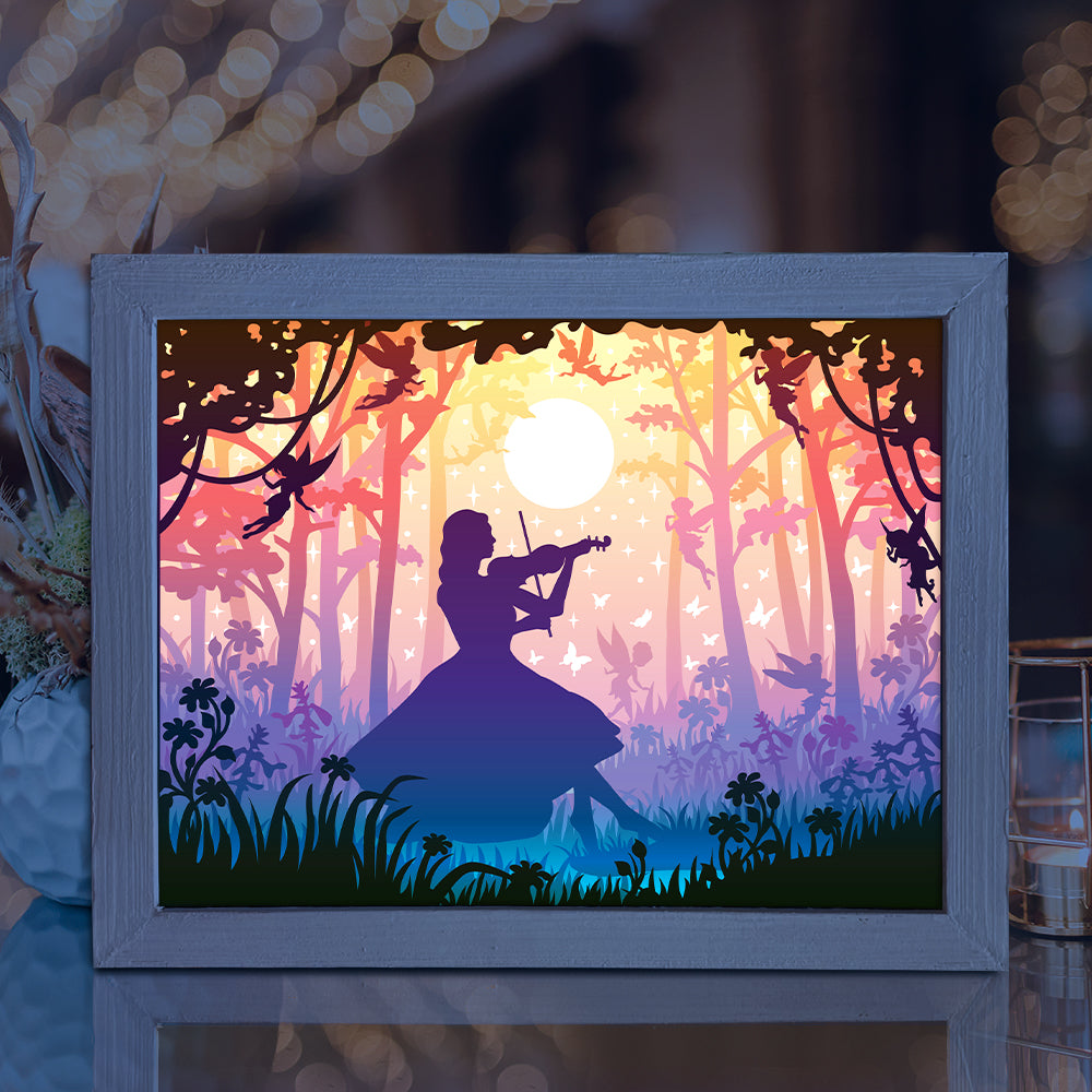 A Girl Playing Violin – 3D Lightbox SVG File for Cricut & Silhouette
