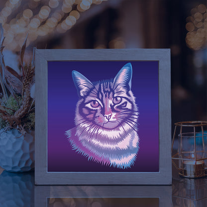 Cat Portrait Square – 3D Lightbox SVG File for Cricut & Silhouette