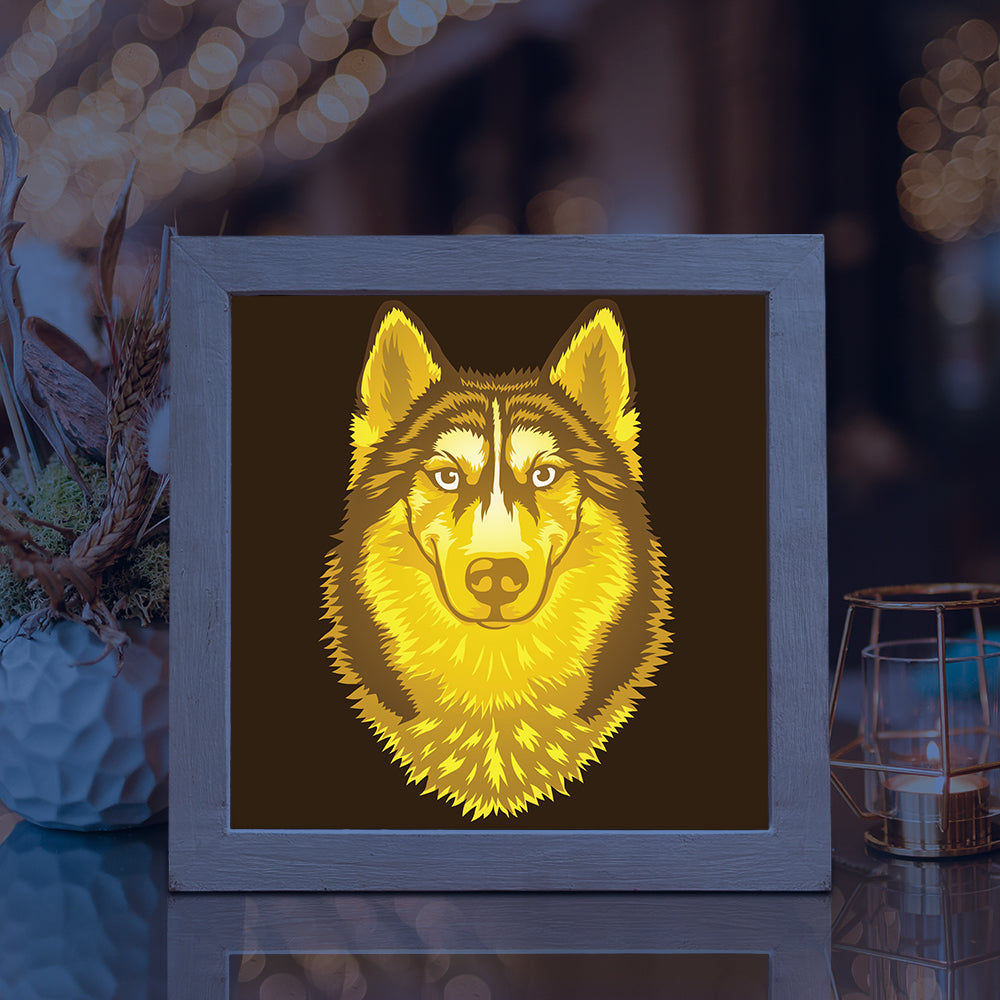 Husky Portrait – 3D Lightbox SVG File for Cricut & Silhouette