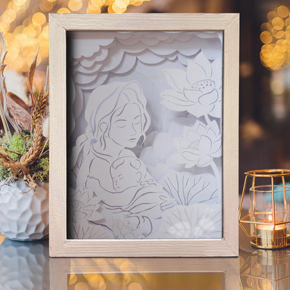 Mom Hold Child – 3D Lightbox SVG File for Cricut & Silhouette