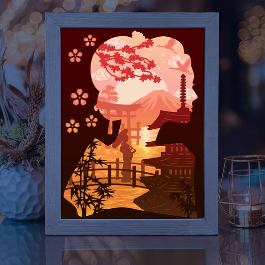 Japanese Landscape - 3D Landscape Papercut Lightbox File - Cricut File - VEKTOR KRAFT