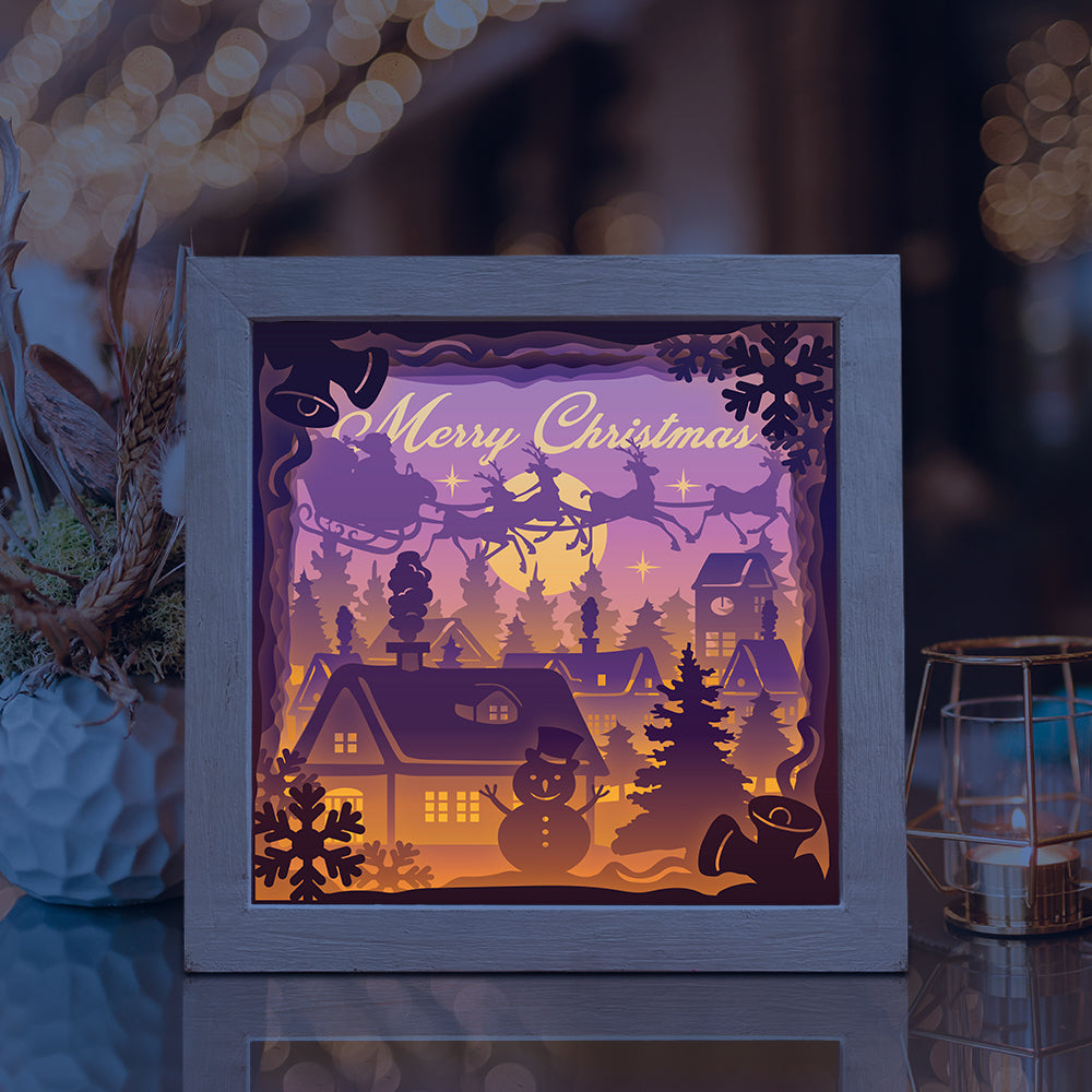 Merry Christmas 9 Square – 3D Lightbox SVG File for Cricut & Silhouette