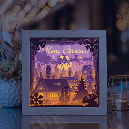 Merry Christmas 9 Square – 3D Lightbox SVG File for Cricut & Silhouette