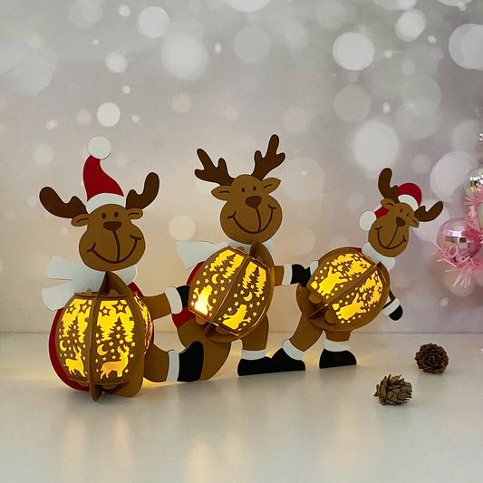 Reindeer 4 - 3D Christmas Lantern File - Cricut File  - VEKTOR KRAFT