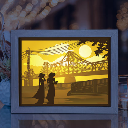 Long Bien Bridge – 3D Lightbox SVG File for Cricut & Silhouette