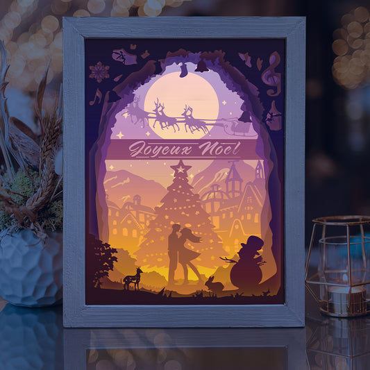 Joyeux Noel 2 – 3D Lightbox SVG File for Cricut & Silhouette