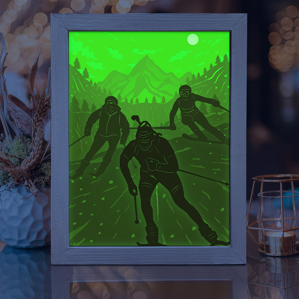 Skiing – 3D Lightbox SVG File for Cricut & Silhouette
