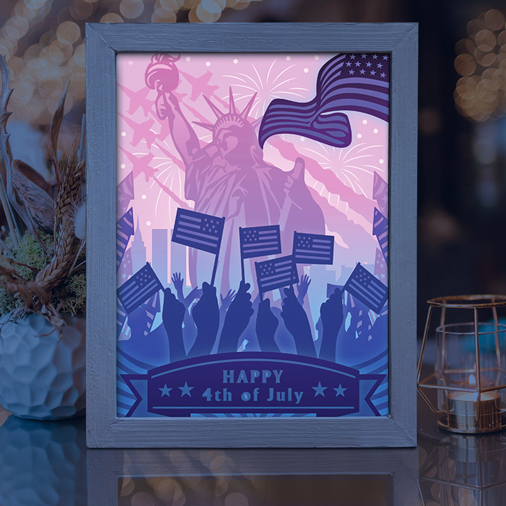 Happy 4th Of July 1 - 3D Special Occasions Papercut Lightbox File - Cricut File - VEKTOR KRAFT