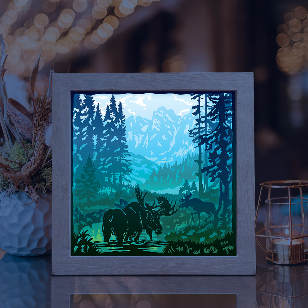 Moose Square – 3D Lightbox SVG File for Cricut & Silhouette