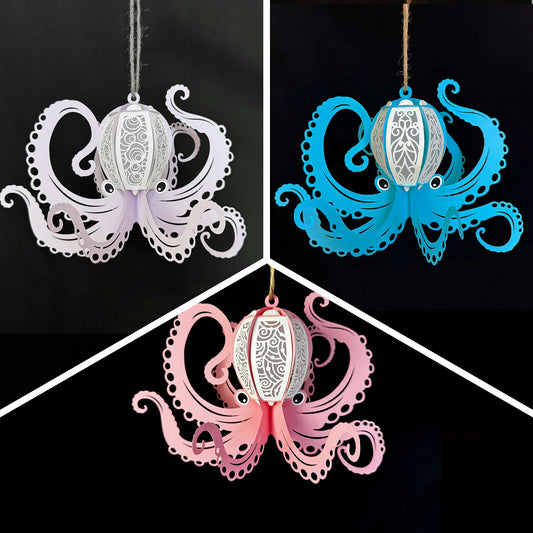 Pack 3 Octopus - 3D Animal Paper Cut Lantern File  - Cricut File  - VEKTOR KRAFT