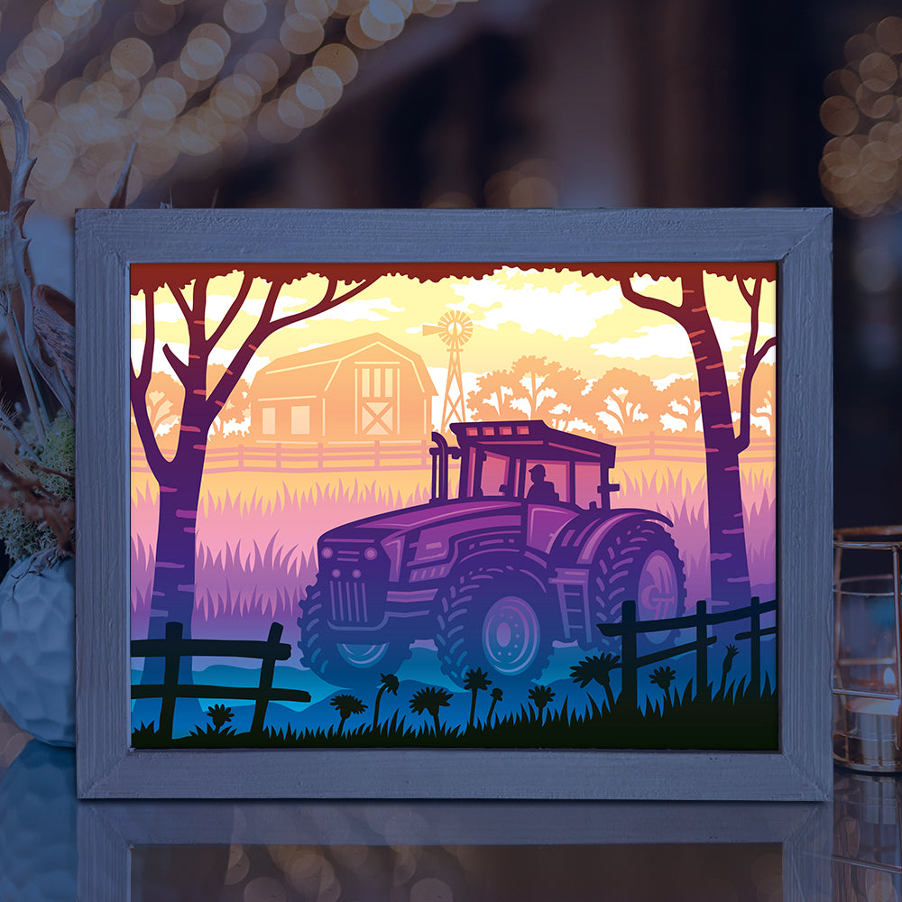 Tractor – 3D Lightbox SVG File for Cricut & Silhouette