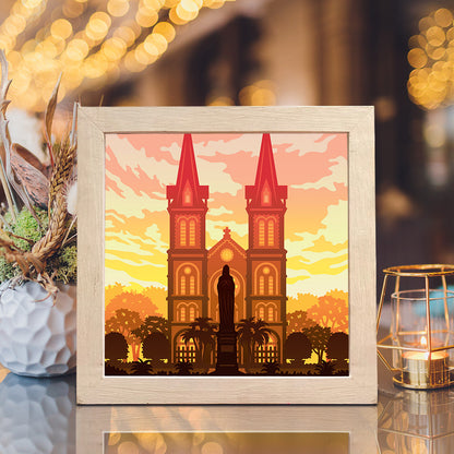Saigon Notre-Dame Cathedral – 3D Lightbox SVG File for Cricut & Silhouette