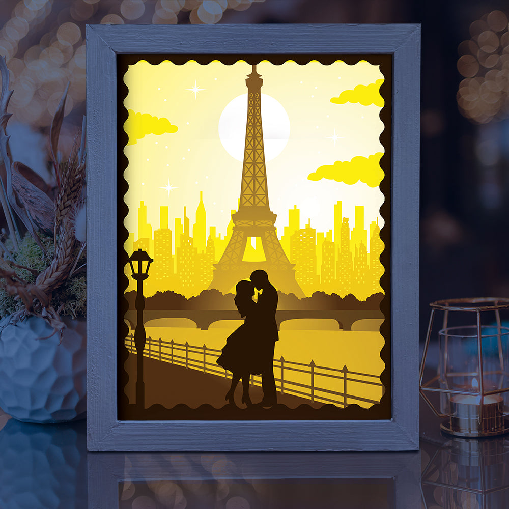 Love In Paris 3 – 3D Lightbox SVG File for Cricut & Silhouette