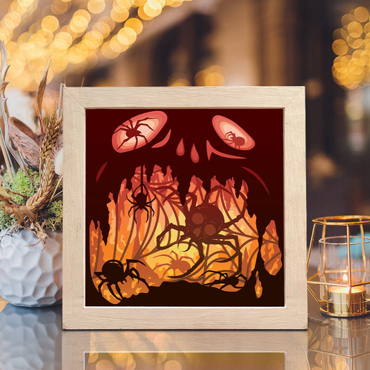 Spider Skull - 3D Halloween Papercut Lightbox File - Cricut File - VEKTOR KRAFT