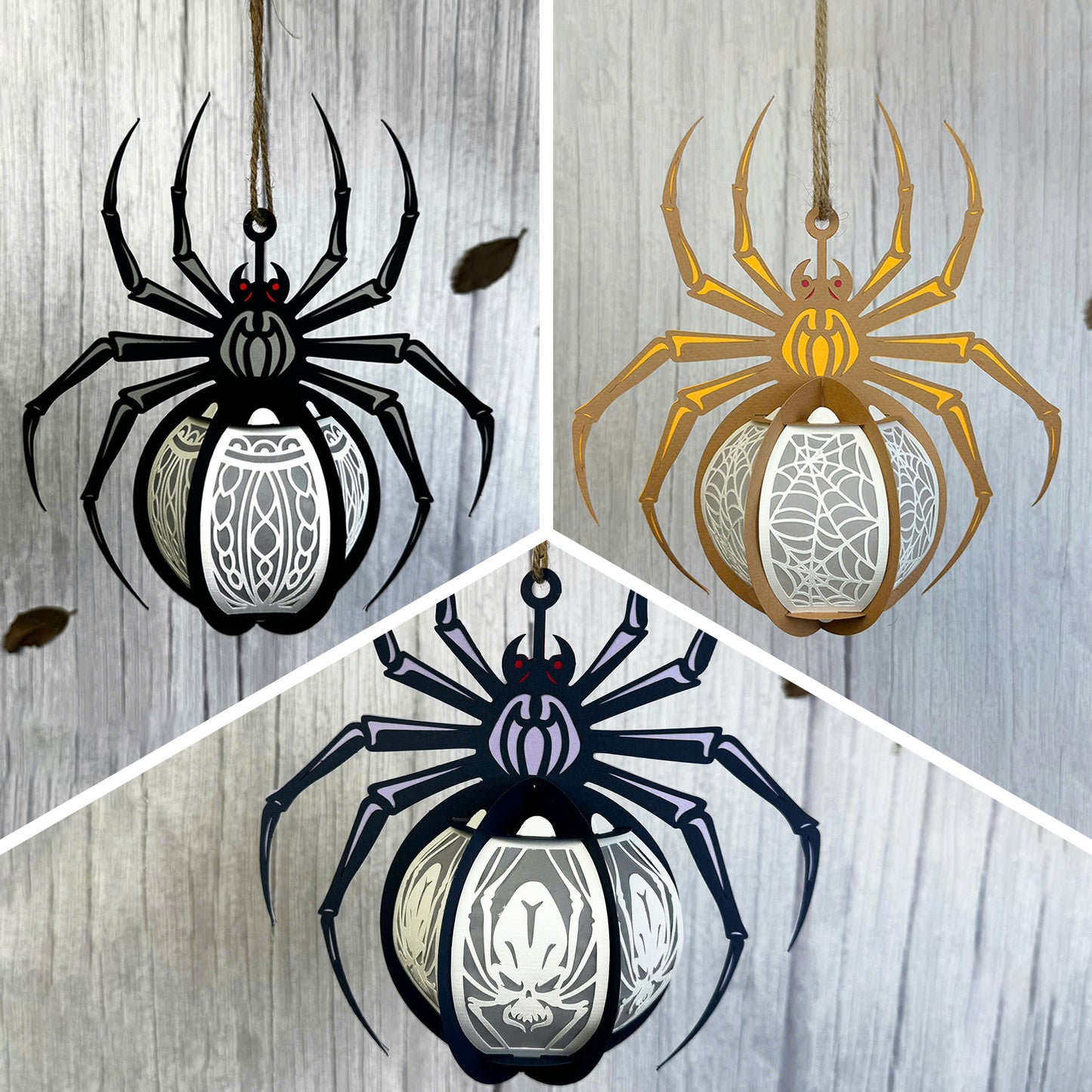 Pack 3 Spider - 3D Halloween Paper Lantern File - Cricut File  - VEKTOR KRAFT