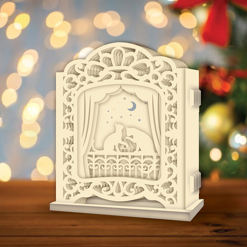 Cats On The Balcony – 3D Pop-Up Card SVG File for Cricut & Silhouette