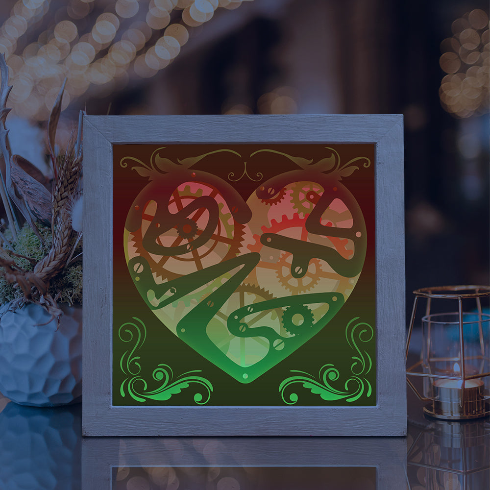 Heart Gear 3 – 3D Lightbox SVG File for Cricut & Silhouette