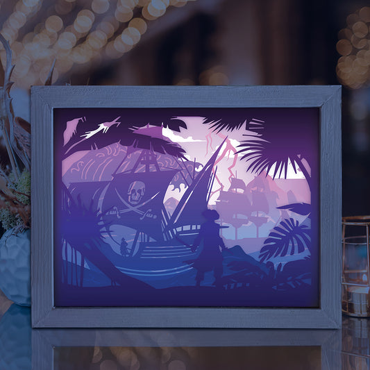 Pirates Ship 1 - 3D Landscape Papercut Lightbox File - Cricut File - VEKTOR KRAFT