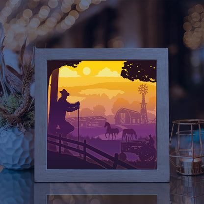 American Farm Square – 3D Lightbox SVG File for Cricut & Silhouette