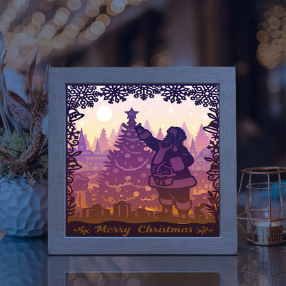 Santa Claus 3 Square – 3D Lightbox SVG File for Cricut & Silhouette