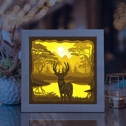 Deer 3 Square – 3D Lightbox SVG File for Cricut & Silhouette