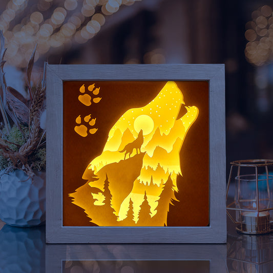Wolf Square – 3D Lightbox SVG File for Cricut & Silhouette