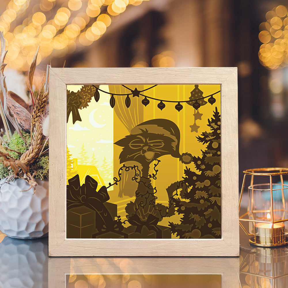 Christmas Cat 2 – 3D Lightbox SVG File for Cricut & Silhouette