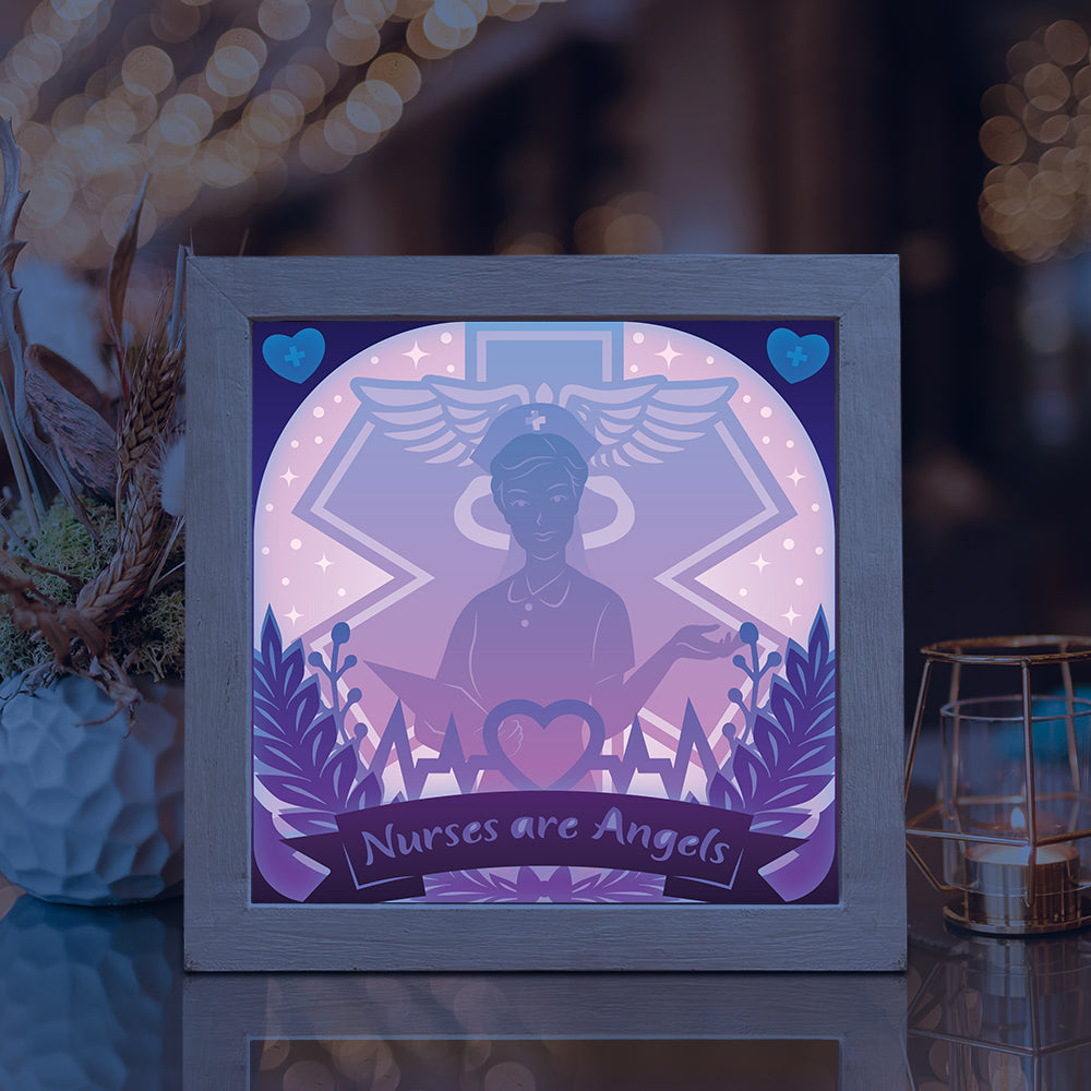 Nurses are Angels – 3D Lightbox SVG File for Cricut & Silhouette
